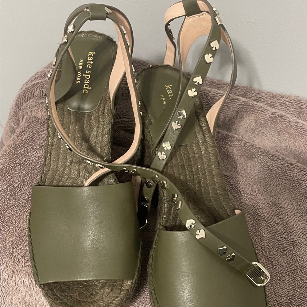 Kate Spade Green Espadrille Espadrilles with Studded Ankle Strap